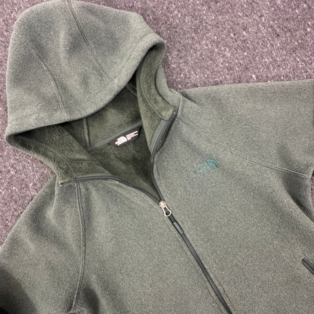 The North Face Fleece Hoodie Womens S Green Full Zip High Pile Osito Lining Jckt